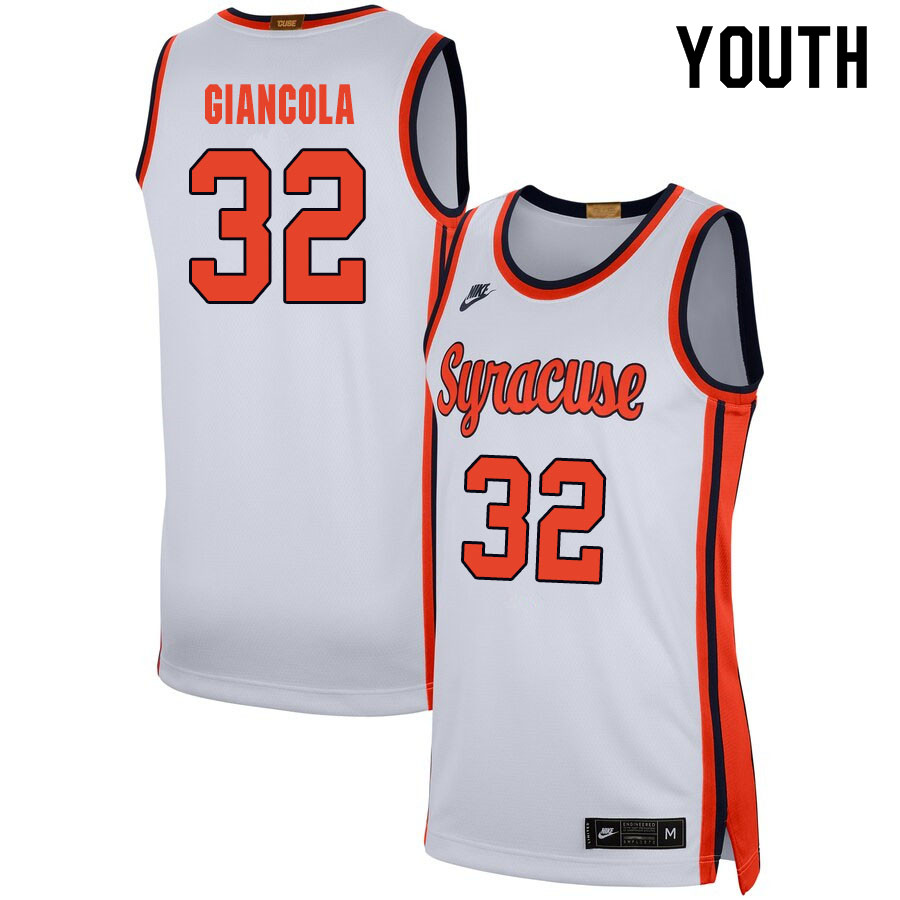 2020 Youth #32 Nick Giancola Syracuse Orange College Basketball Jerseys Sale-White